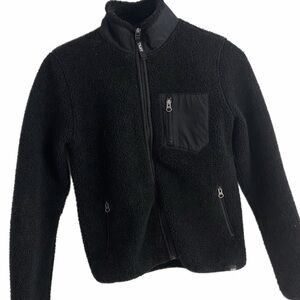 TNA Aritzia Black Sherpa Fleece Jacket XS